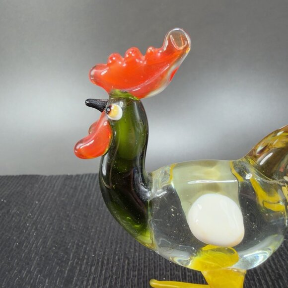 Vintage Italian Art Glass Rooster Chicken Bird Blown Glass Small Figurine Italy - Picture 10 of 11
